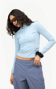 �n�[�t�f�C�Y ���f�B�[�X �g�b�v�X �V���c Halfdays Women's Julie Rib 1/4 Zip Top Blue Fog �u���[
