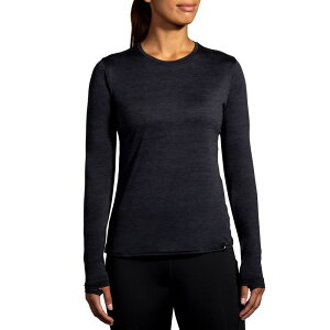 �u���b�N�X ���f�B�[�X �g�b�v�X T�V���c Brooks Women's Luxe Long Sleeve T-Shirt Htr Deep Black �u���b�N