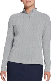 【送料無料】 ウォルターヘーゲン レディース シャツ トップス Walter Hagen Women's Diamond Texture 1/4 Zip Golf Pullover Medium Hthr Grey