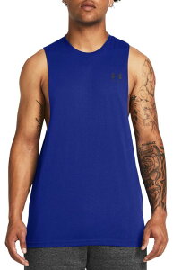 yz A_[A[}[ Y Vc gbvX Under Armour Men's Left Chest Cut Off Tank Top Royal/Black