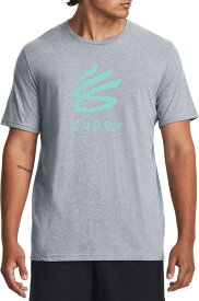 【送料無料】 アンダーアーマー メンズ Tシャツ トップス Under Armour Men's Curry Branded Short Sleeve Graphic T-Shirt Gray/Neo Turq