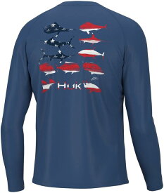 【送料無料】 フック メンズ シャツ トップス Huk Men's KC Flag Fish Pursuit Long Sleeve Shirt Set Sail