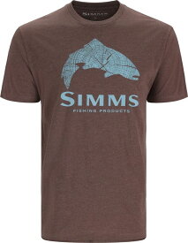 【送料無料】 シムズ メンズ Tシャツ トップス Simms Wood Trout Fill Short Sleeve Graphic T-Shirt Brown Heather