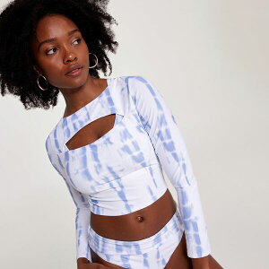 �L�����[ ���f�B�[�X ���� �g�b�v�̂� �N���b�v�h CALIA Women'swim Cropped Rashguard Python Peri Dusk
