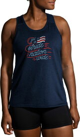 【送料無料】 ブルックス レディース タンクトップ トップス Brooks Women's Distance Run USA Tank Navy