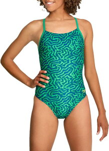 yz Xs[h fB[X ㉺Zbg  Speedo Women's Race Maze Flyback One-Piece Swimsuit Blue/Green