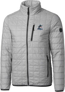 yz Jb^[AhobN Y WPbgEu] AE^[ Cutter & Buck Men's Miami Marlins Eco Insulated Full Zip Puffer Jacket