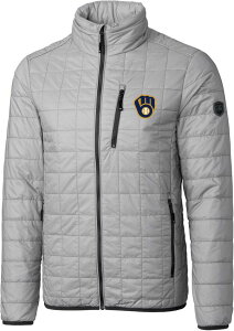 yz Jb^[AhobN Y WPbgEu] AE^[ Cutter & Buck Men's Milwaukee Brewers Eco Insulated Full Zip Puffer Jacket
