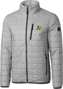 yz Jb^[AhobN Y WPbgEu] AE^[ Cutter & Buck Men's Oakland Athletics Eco Insulated Full Zip Puffer Jacket