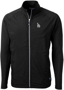Jb^[AhobN Y AE^[ WPbgEu] jbg Cutter & Buck Men's Los Angeles Dodgers Black Eco Knit Hybrid Jacket ubN