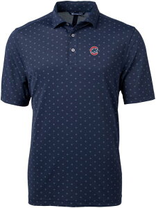 yz Jb^[AhobN Y |Vc gbvX Cutter & Buck Men's Chicago Cubs Blue Virtue Eco Pique Tile Print Polo