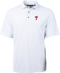 yz Jb^[AhobN Y |Vc gbvX Cutter & Buck Men's Philadelphia Phillies White Virtue Eco Pique Tile Print Polo