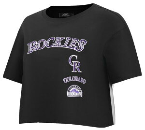 �v���X�^���_�[�h ���f�B�[�X �g�b�v�X T�V���c Pro Standard Women's Colorado Rockies Retro Boxy T-Shirt Black �u���b�N