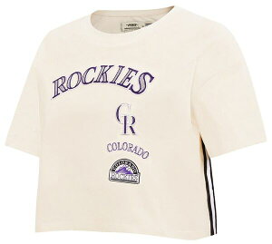 �v���X�^���_�[�h ���f�B�[�X �g�b�v�X T�V���c Pro Standard Women's Colorado Rockies Retro Boxy T-Shirt Cream �N���[��