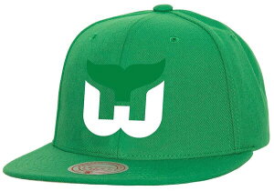 yz ~b`F&lX Y Xq ANZT[ Mitchell & Ness Adult Hartford Whalers Back-To-Basics Vintage Green Adjustable Hat