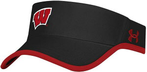 yz A_[A[}[ Y Xq ANZT[ Under Armour Adult Wisconsin Badgers Black Driver Sideline Visor
