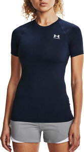 yz A_[A[}[ fB[X TVc gbvX Under Armour Women's HeatGear Compression Short-Sleeve T-Shirt Midnight Navy/White
