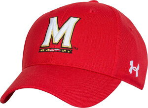 yz A_[A[}[ Y Xq ANZT[ Under Armour Men's Maryland Terrapins Red Adjustable Hat