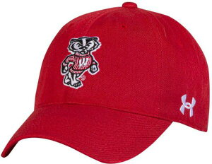 A_[A[}[ fB[X ANZT[ Xq Under Armour Men's Wisconsin Badgers Red Unstructured Adjustable Hat bh