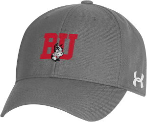 yz A_[A[}[ Y Xq ANZT[ Under Armour Men's Boston Terriers Grey Structured OTS Adjustable Hat