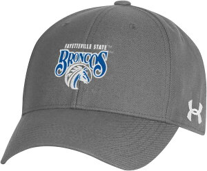 yz A_[A[}[ Y Xq ANZT[ Under Armour Adult Fayetteville State Broncos Grey Structured OTS Adjustable Hat