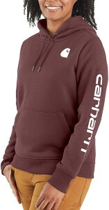 yz J[n[g fB[X p[J[EXEFbg t[fB[ AE^[ Carhartt Women's Clarksburg Graphic Sleeve Hoodie Barnwood