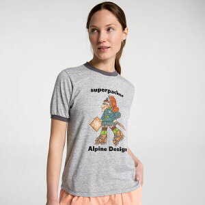�A���p�C���f�U�C�� ���f�B�[�X �g�b�v�X T�V���c Alpine Design Women's Hike Short Sleeve Ringer T-Shirt Md Gray Hthr/Superpacker �O���[