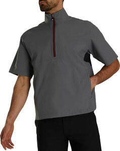 �t�b�g�W���C �����Y �A�E�^�[ �W���P�b�g�E�u���]�� �V���c FootJoy Men's HydroLite X Short Sleeve Golf Rain Shirt Charcoal/Black �u���b�N