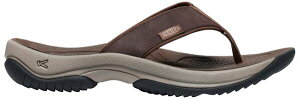L[ Y V[Y T_ U[ Keen Men's Kona Flip Leather Waterproof Sandals Java/Dark Earth