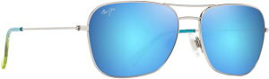 yz }ECW fB[X TOXEACEFA ANZT[ Maui Jim Na'auao Polarized Sunglasses Silver/Blue