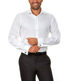 カルバンクライン メンズ シャツ トップス Men's Dress Shirt Slim Fit Non Iron Herringbone French Cuff White