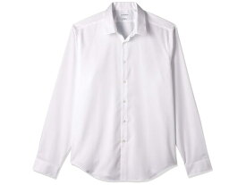 カルバンクライン メンズ シャツ トップス Men's Dress Shirt Slim Fit Non Iron Herringbone Spread Collar White
