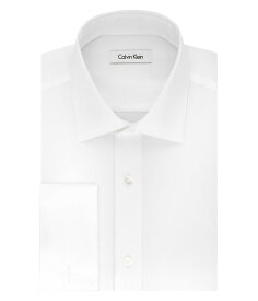 カルバンクライン メンズ シャツ トップス Men's Dress Shirt Regular Fit Non Iron Herringbone French Cuff White