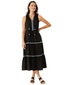 トッミーバハマ レディース ワンピース トップス Cotton Clip Embellished Split-Neck Dress Cover-Up Black