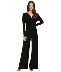 ノーマカマリ レディース ジャンプスーツ トップス V-Neck Long Sleeve Shirred Waist Jumpsuit Black