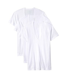 【送料無料】 ツーイグジスト メンズ シャツ トップス Essential 3-Pack Slim Fit Deep V-Neck T-Shirt White New Logo