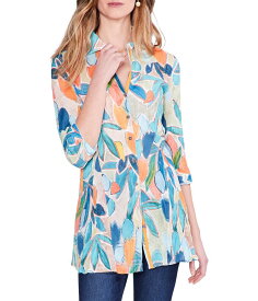 【送料無料】 ニックプラスゾーイ レディース シャツ トップス Petite Citrus Grove Long Crinkle Shirt Blue Multi