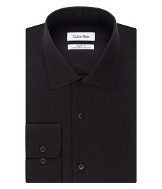 【送料無料】 カルバンクライン メンズ シャツ トップス Men's Dress Shirt Regular Fit Non Iron Herringbone Black