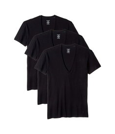 【送料無料】 ツーイグジスト メンズ シャツ トップス Essential 3-Pack Slim Fit Deep V-Neck T-Shirt Black