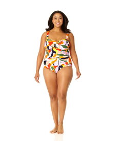 【送料無料】 アンコール レディース 上下セット 水着 Plus Size Twist Front Shirred Bandeau One-Piece Multi