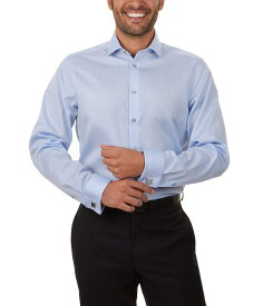 【送料無料】 カルバンクライン メンズ シャツ トップス Men's Dress Shirt Slim Fit Non Iron Herringbone Spread Collar Blue