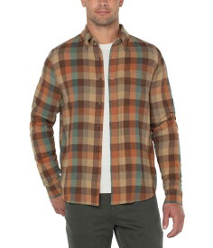 【送料無料】 リバプール メンズ コート アウター Flannel Shirt with Button Collar Teal/Rust Multi