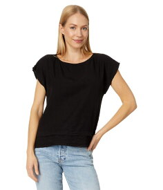 【送料無料】 モッドドック レディース シャツ トップス Tencel Short Sleeve Wide Neck Double-Layer Blouse Black