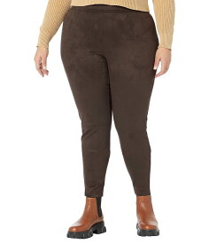 【送料無料】 ヒュー レディース カジュアルパンツ ボトムス Plus Size Micro Suede High-Rise Leggings Brown Velvet