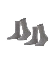 【送料無料】 ファルケ レディース 靴下 アンダーウェア Cotton Happy 2-Pack Socks Light Grey