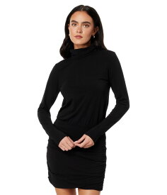 【送料無料】 ボビ ロサンゼルス レディース ワンピース トップス Turtleneck Long Sleeve Shirred Skirt Dress Black