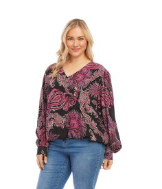 【送料無料】 カレンケーン レディース シャツ トップス Plus Size V-Neck Blouse Paisley