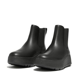 【送料無料】 フィットフロップ レディース ブーツ・レインブーツ シューズ F-Mode Waterproof Leather Flatform Chelsea Boots All Black