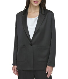 【送料無料】 ダナ キャラン ニューヨーク レディース コート アウター Long Sleeve Two-Pocket Satin Blazer Black