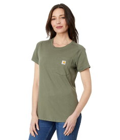 【送料無料】 カーハート レディース シャツ トップス Force Relaxed Fit Midweight Pocket T-Shirt Dusty Olive